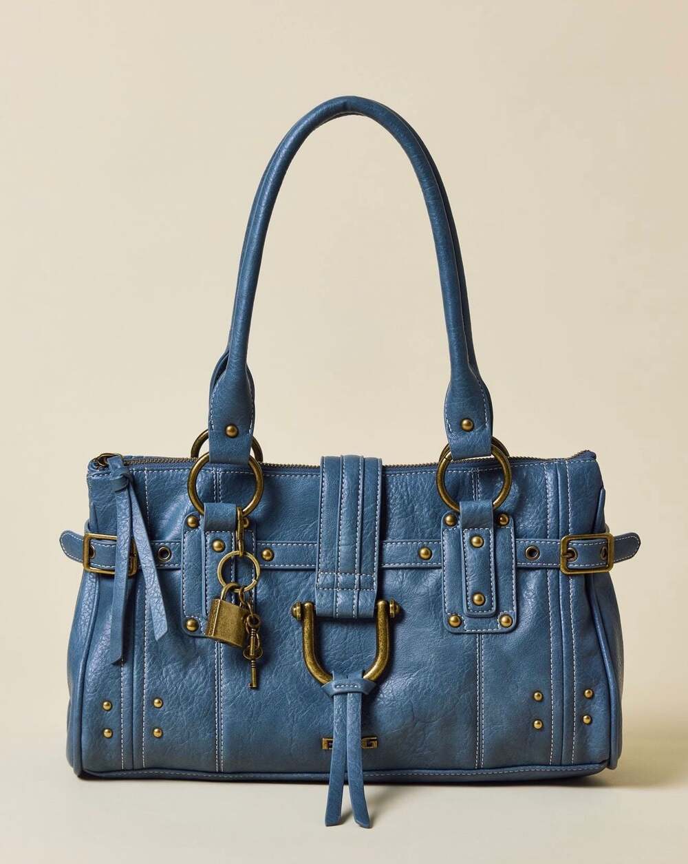 BDG Karlie Lock Shoulder Bag in Blue with Charm NWT - Picture 5 of 8
